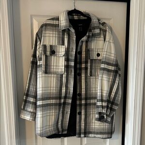 Forever 21 Black and White Plaid Shirt Jacket